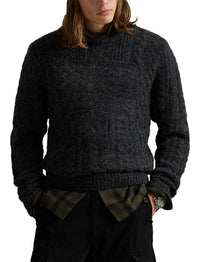 Pull drapeau tricot d'Aran en laine - Dark Granite Heather