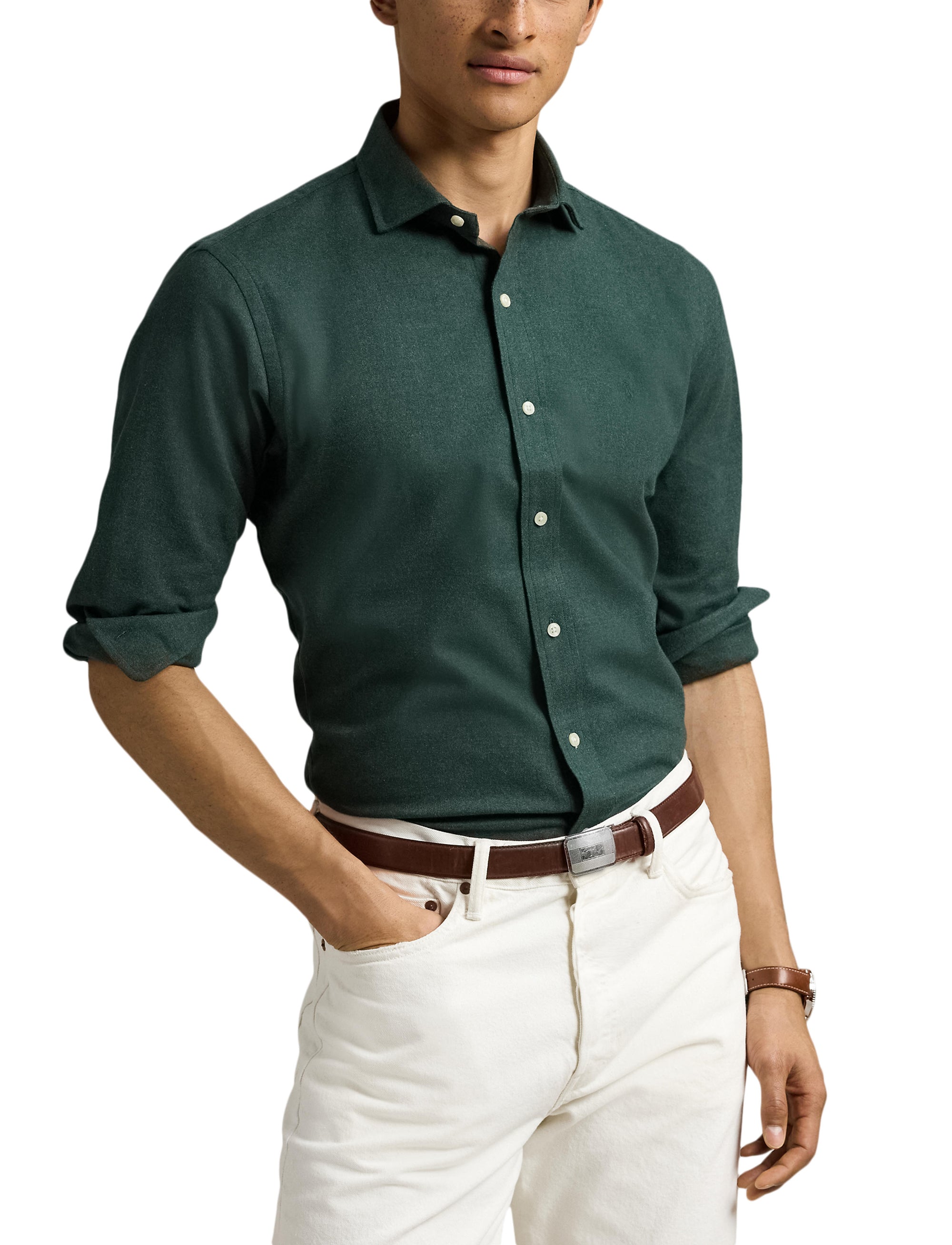 Chemise performance Custom Fit sergé - Landmark Green Heather