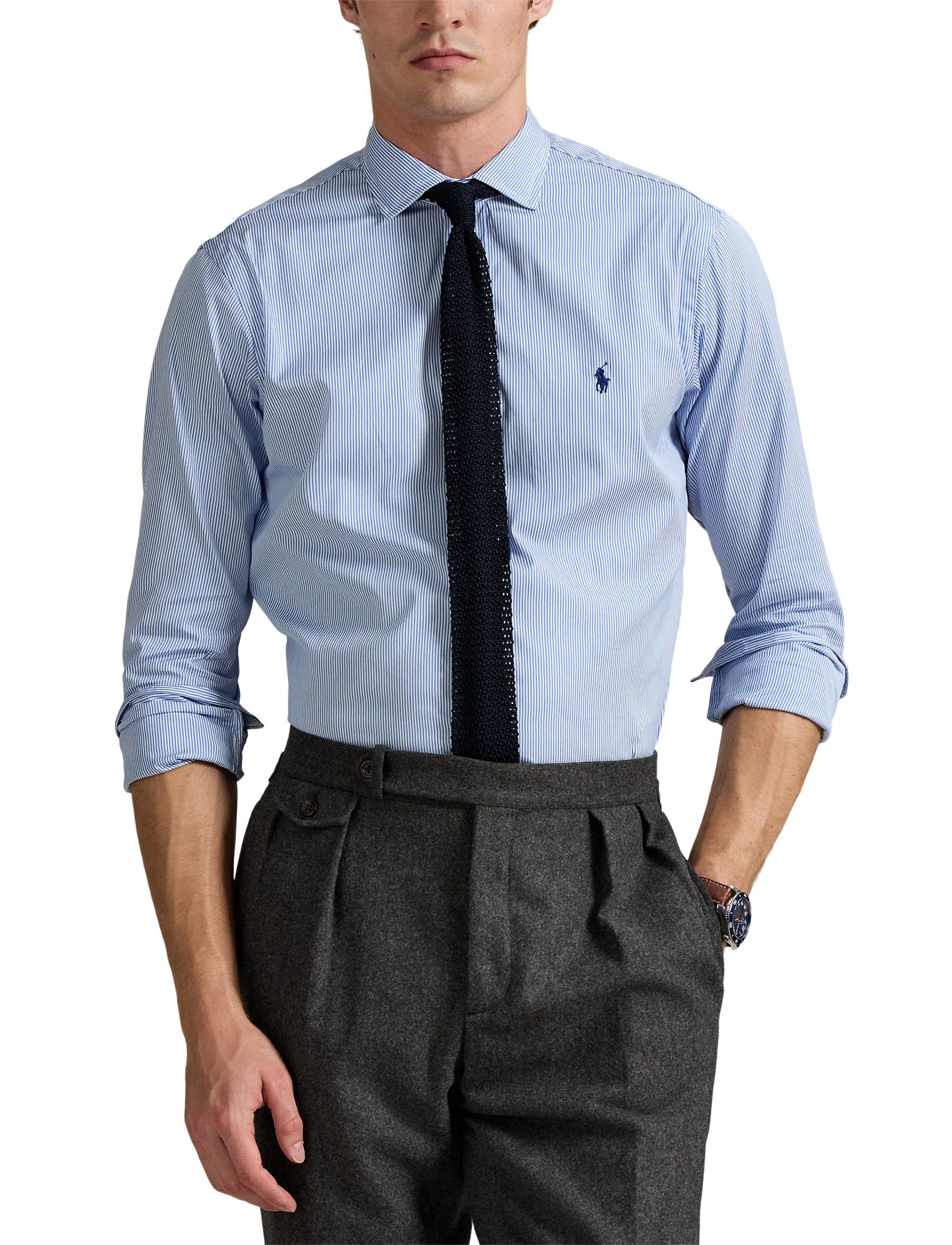 Chemise en popeline rayée Custom Fit - Blue & White