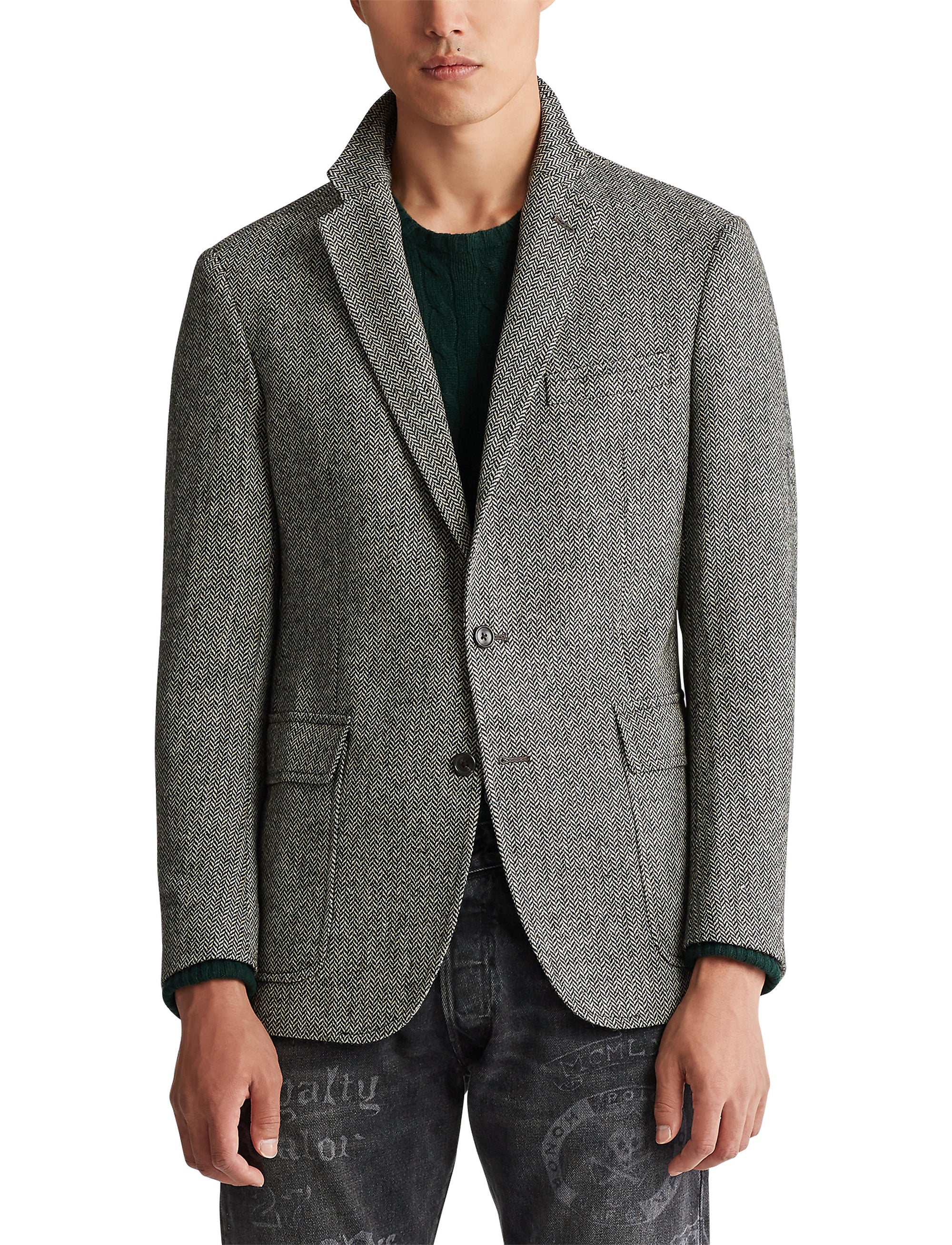 5pcs / NEW // BLACK AND CREAM SPORTCOAT SINGLE BREASTED PS 2NT