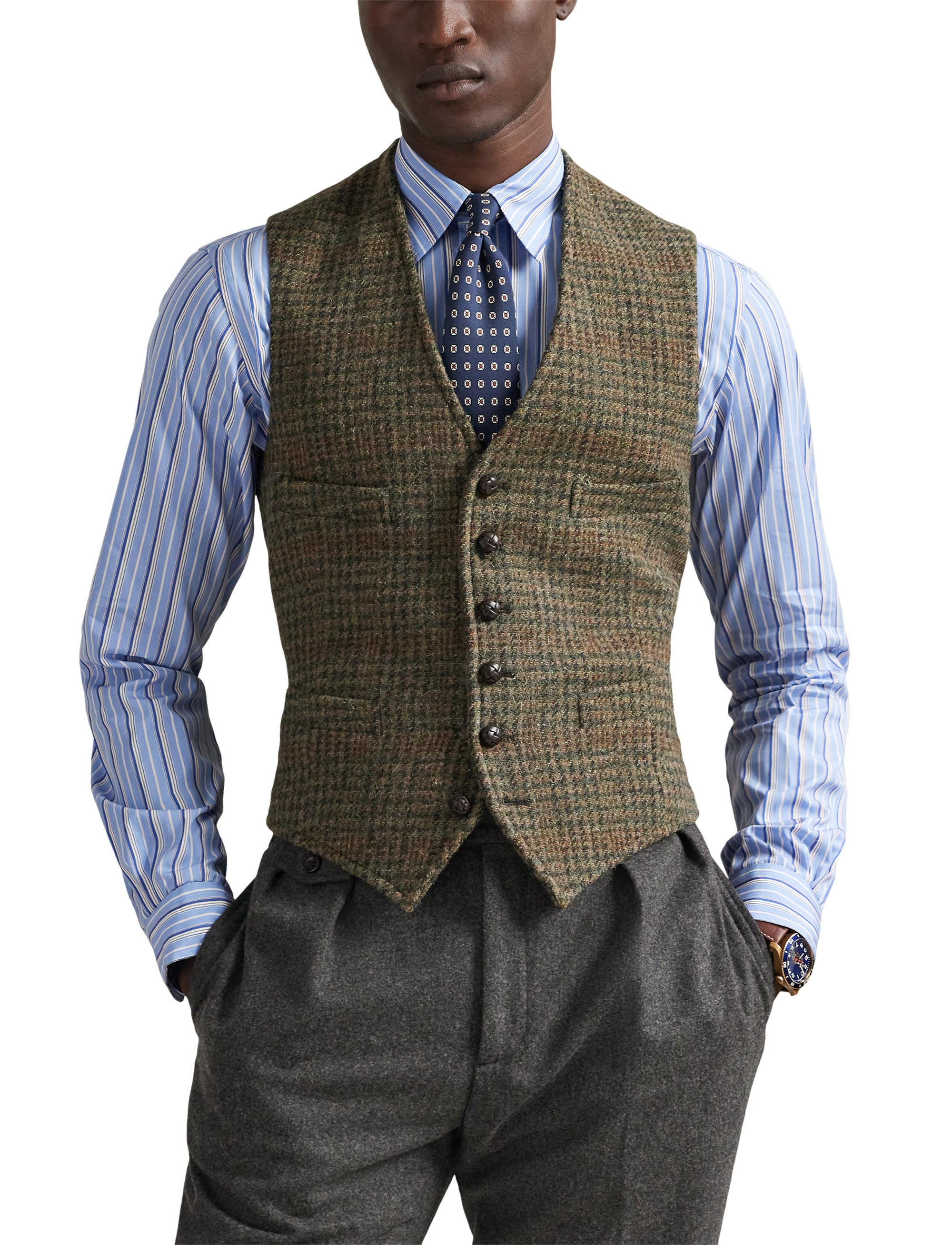 Gilet en tweed écossais - Loden & Multicolore