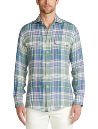 Tartan linen twill shirt - Multicolour