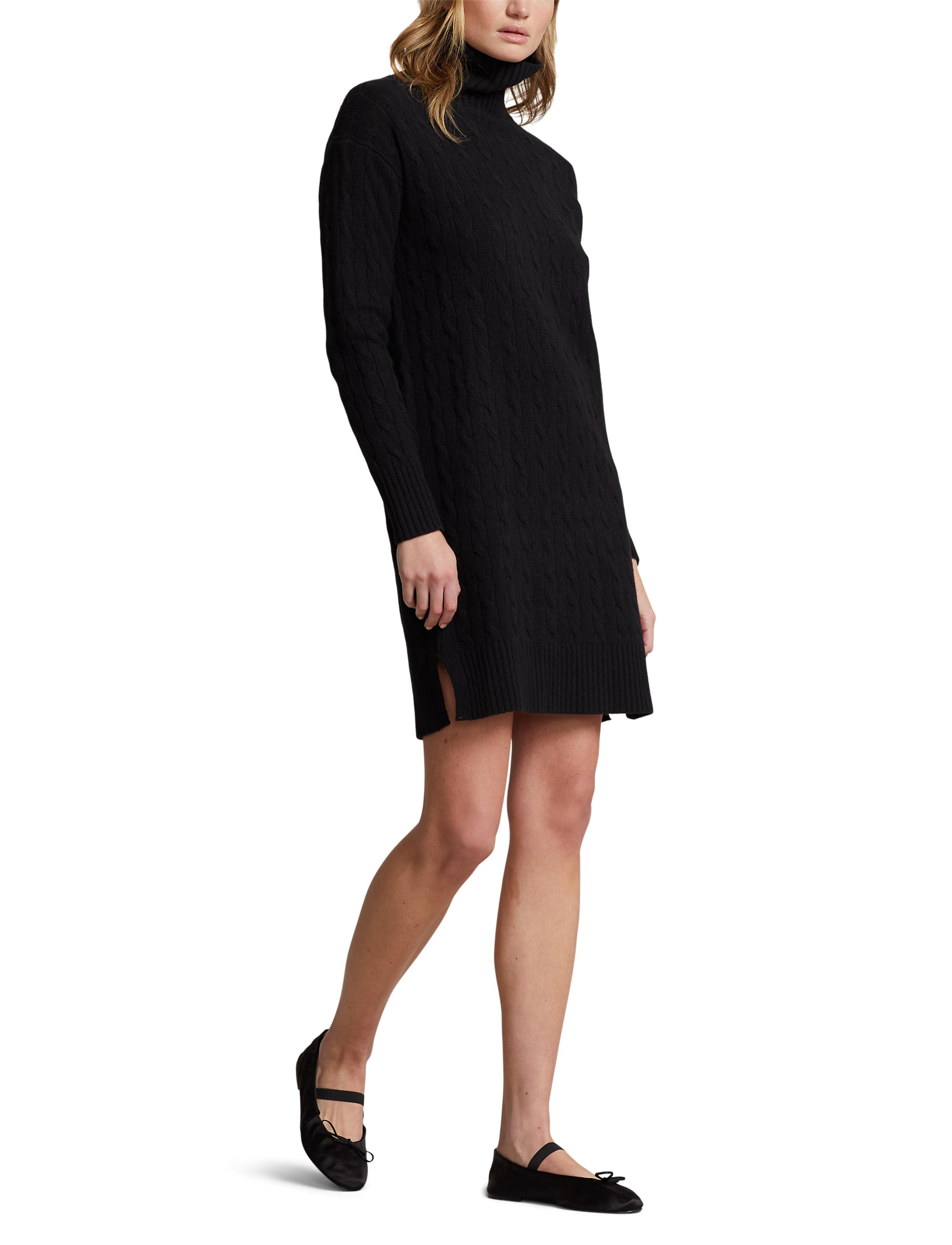 Wool turtleneck jumper dress - Polo Black