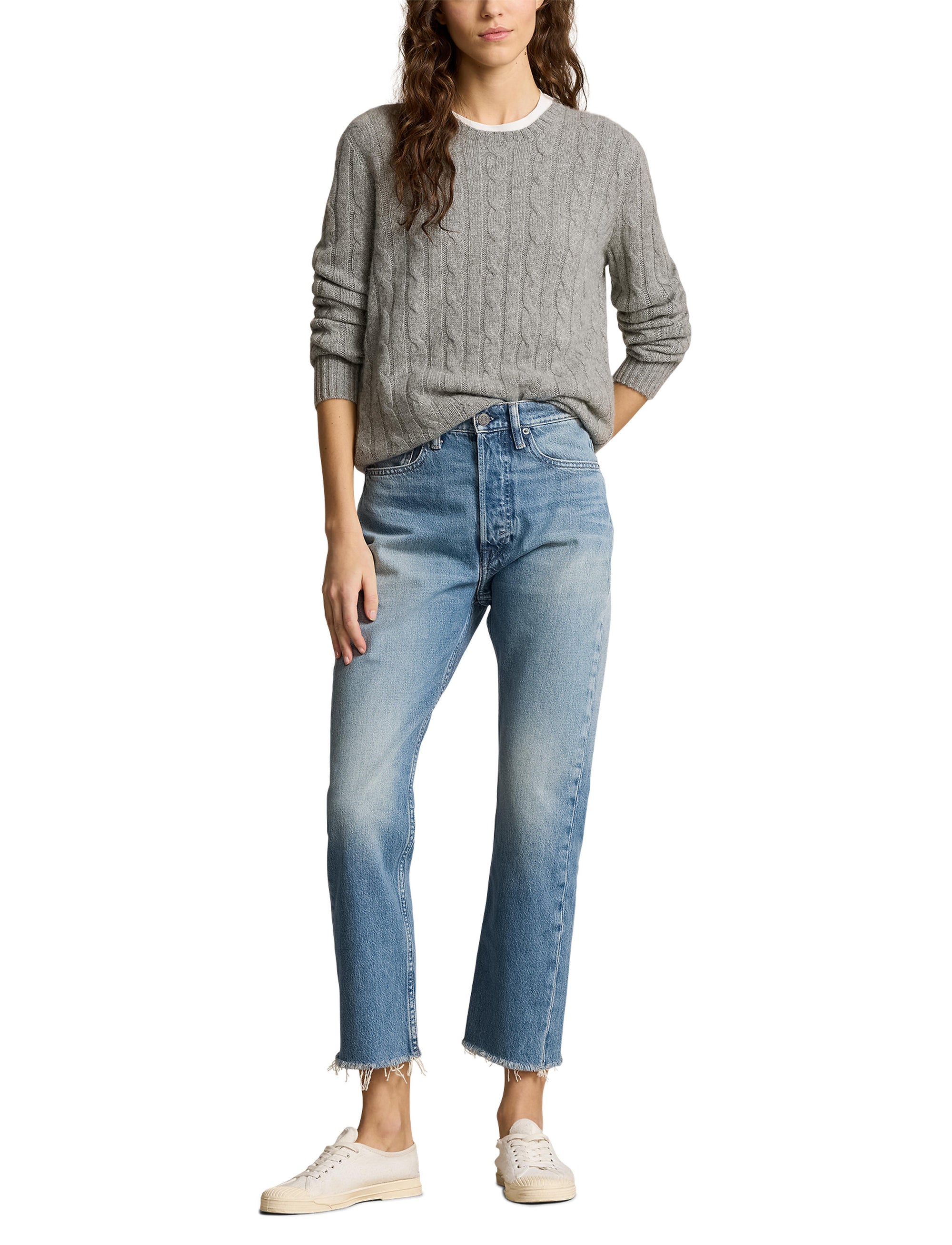7/8 straight leg high waist jeans - Harlowe Wash