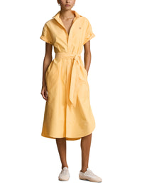 Robe-chemise ceinturée à manches courtes - Yellow