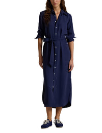 Robe-chemise en satin - Graphic Navy