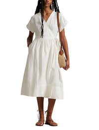 Short-sleeved wrap dress - Deckwash White