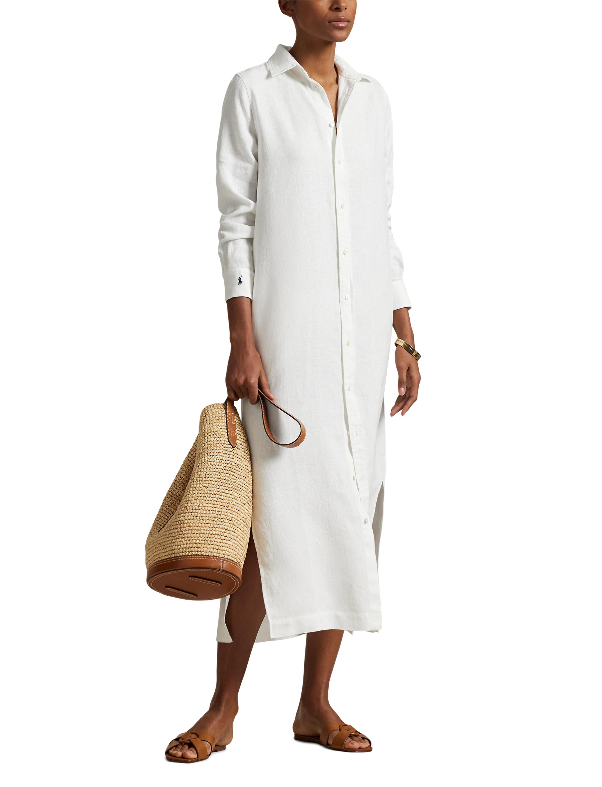 Robe-chemise en lin - White