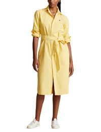 Robe-chemise ceinturée en coton oxford - Yellow