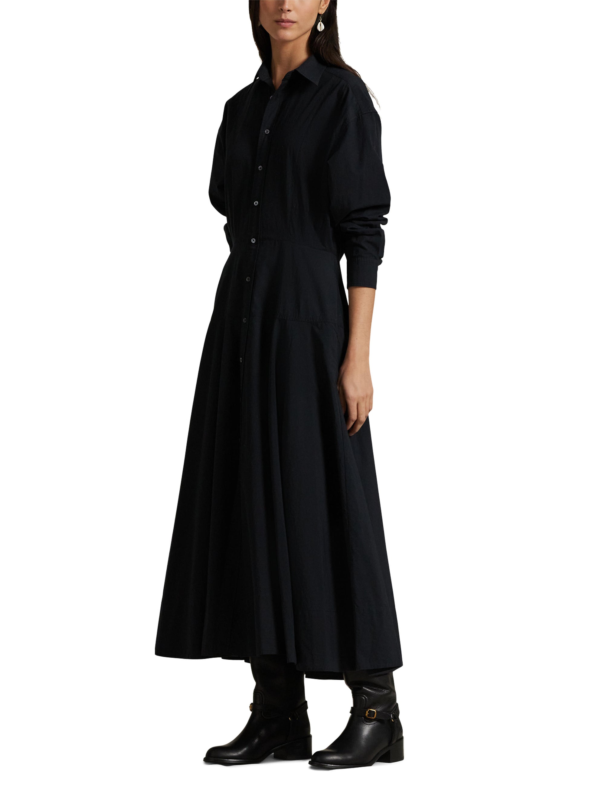 Robe-chemise à pans en toile de coton - Polo Black
