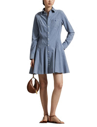 Robe-chemise trapèze en velours côtelé - Blue