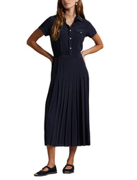 Robe-chemise plissée en crêpe de soie - Ink