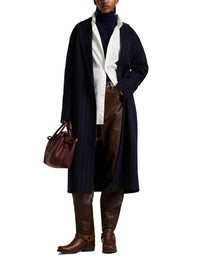 Manteau en laine milleraies - Navy Chalk Stripe