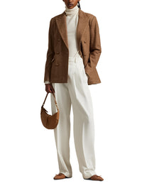 Blazer croisé à chevrons en laine - Tan Herringbone
