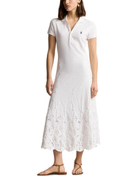 Robe Polo broderie anglaise en coton piqué - White