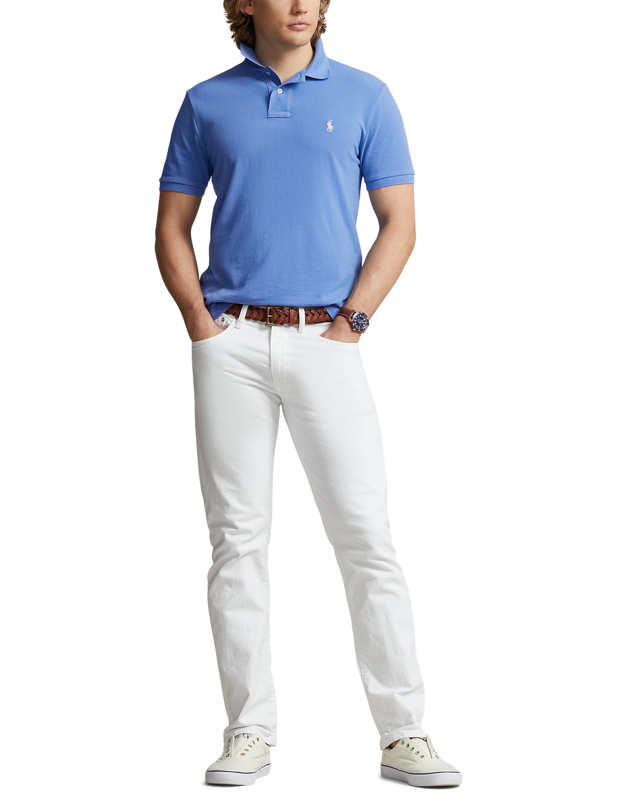 Polo coupe classique en coton piqué - New England Blue