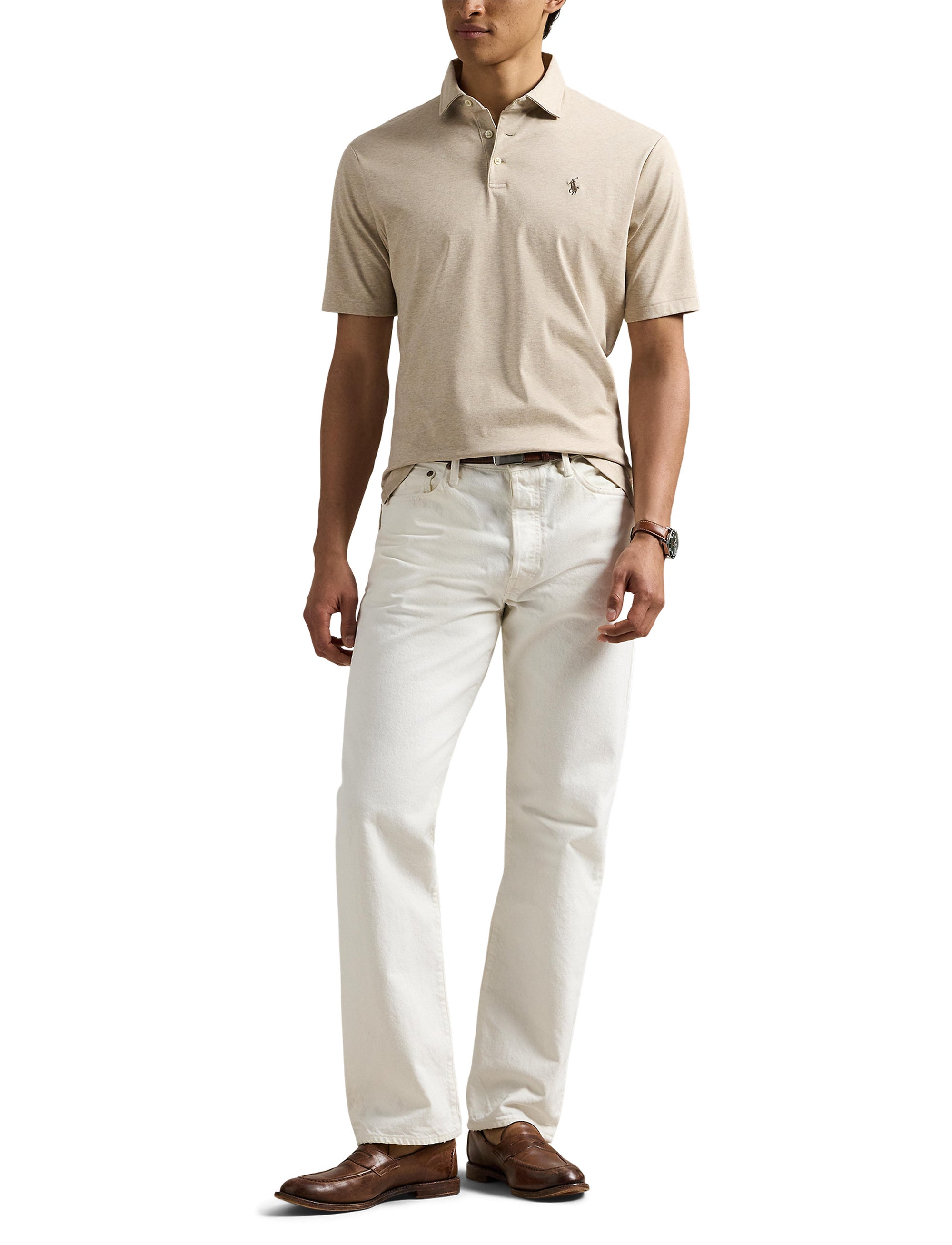 Polo coupe classique en coton doux - Sand Heather