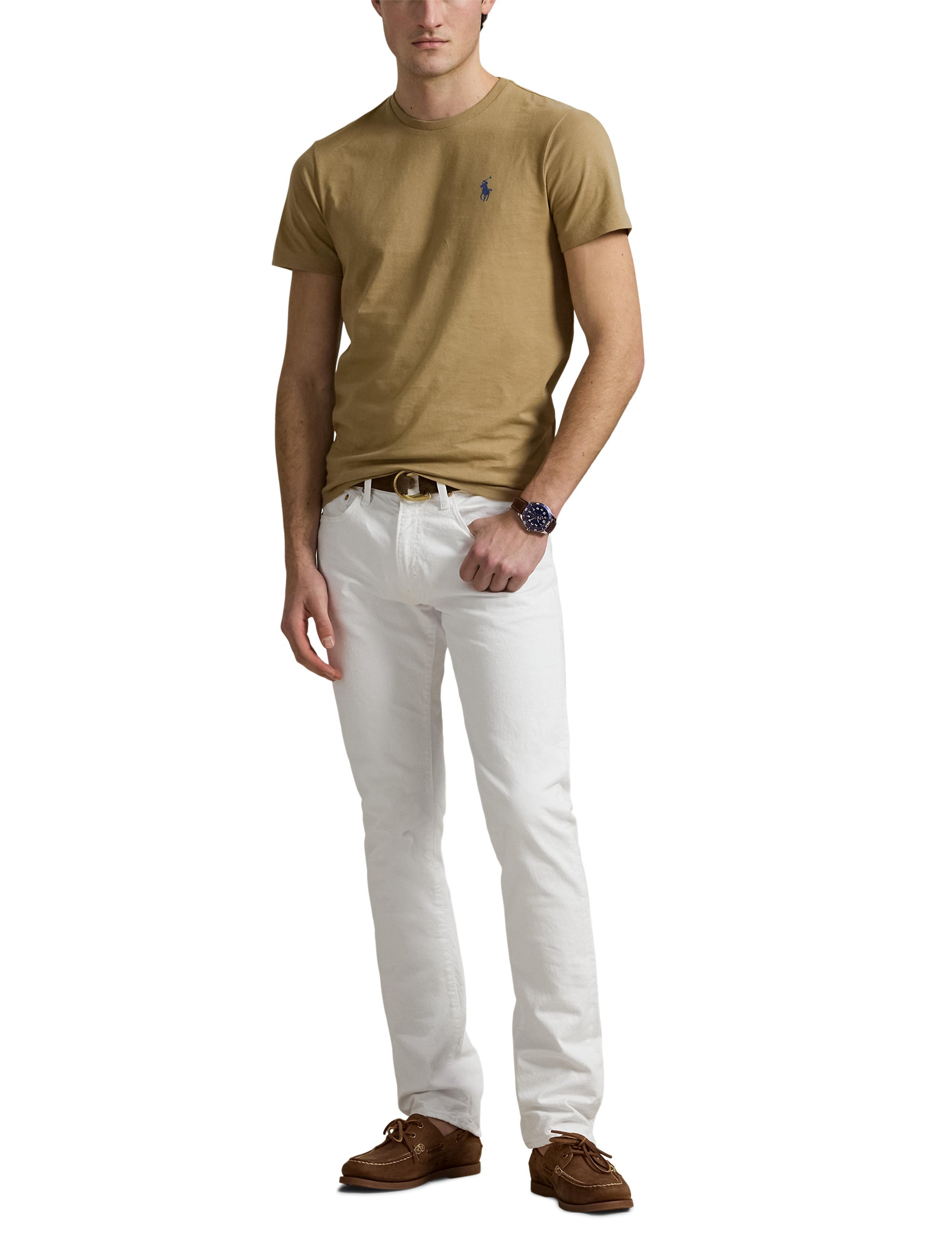 T-shirt col rond jersey Custom Slim Fit - Coastal Beige