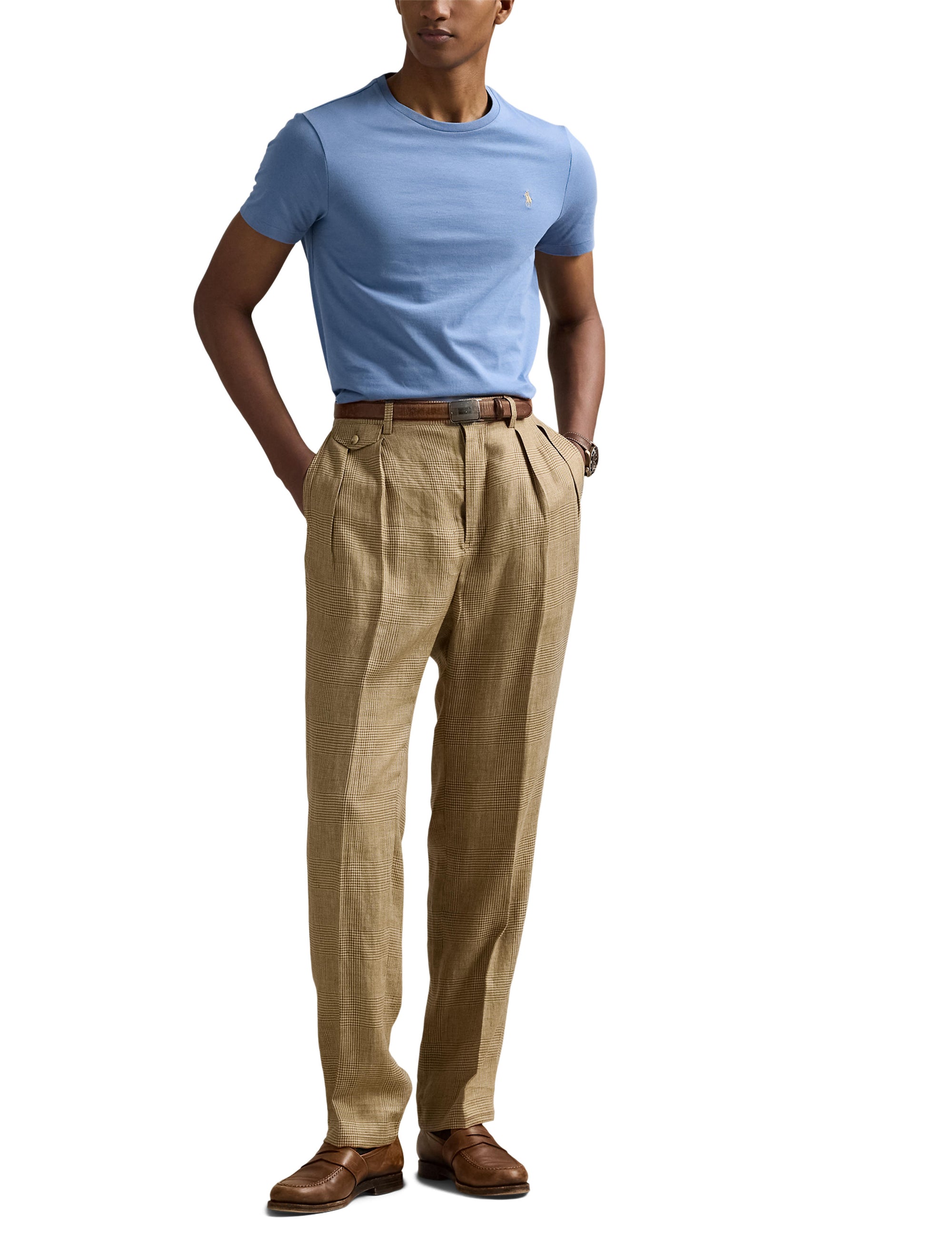 T-shirt col rond jersey Custom Slim Fit - Channel Blue