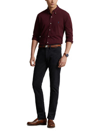 Ultra-lightweight piqué fitted shirt - Harvard Wine