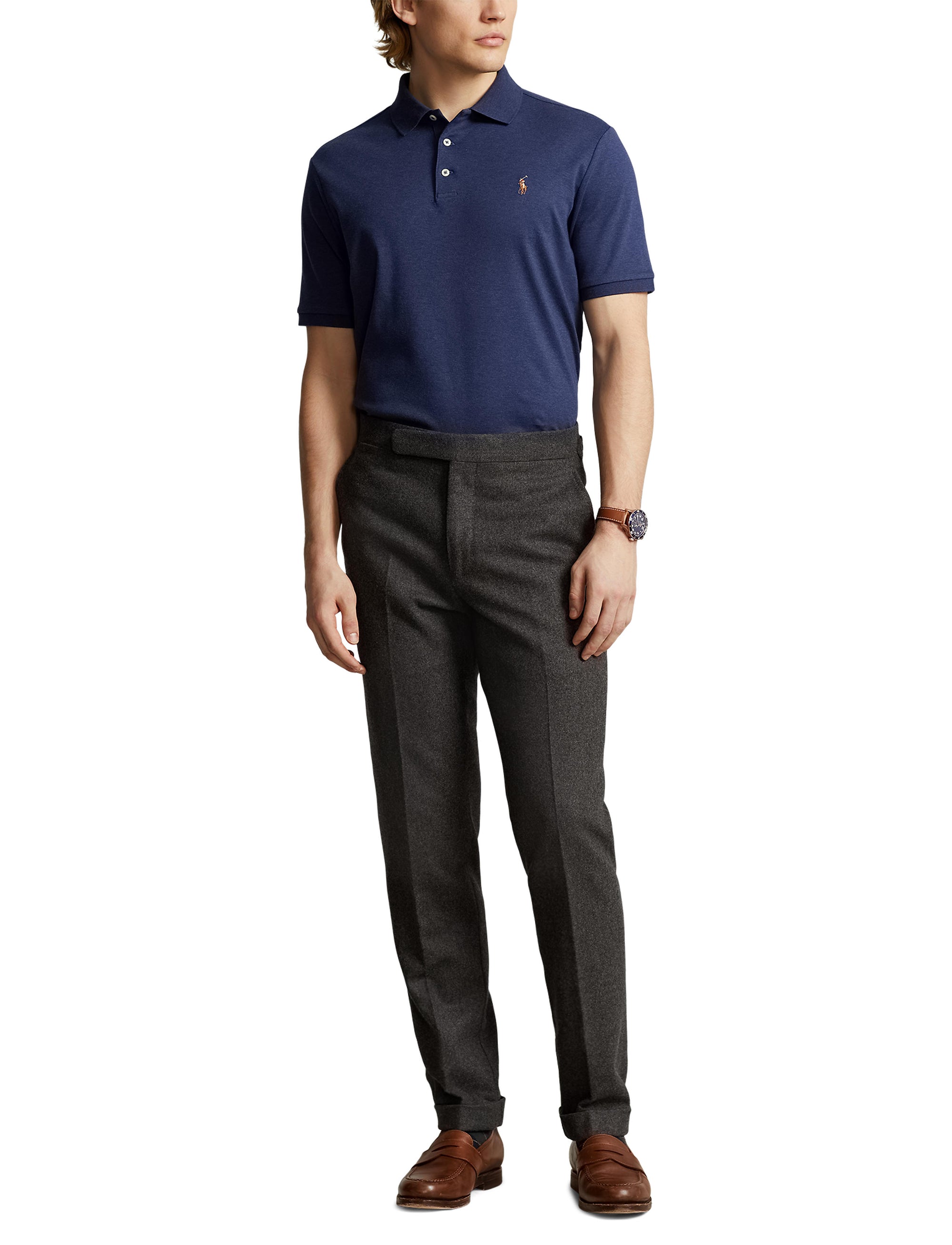 Polo en coton doux coupe ajustée - Spring Navy Heather