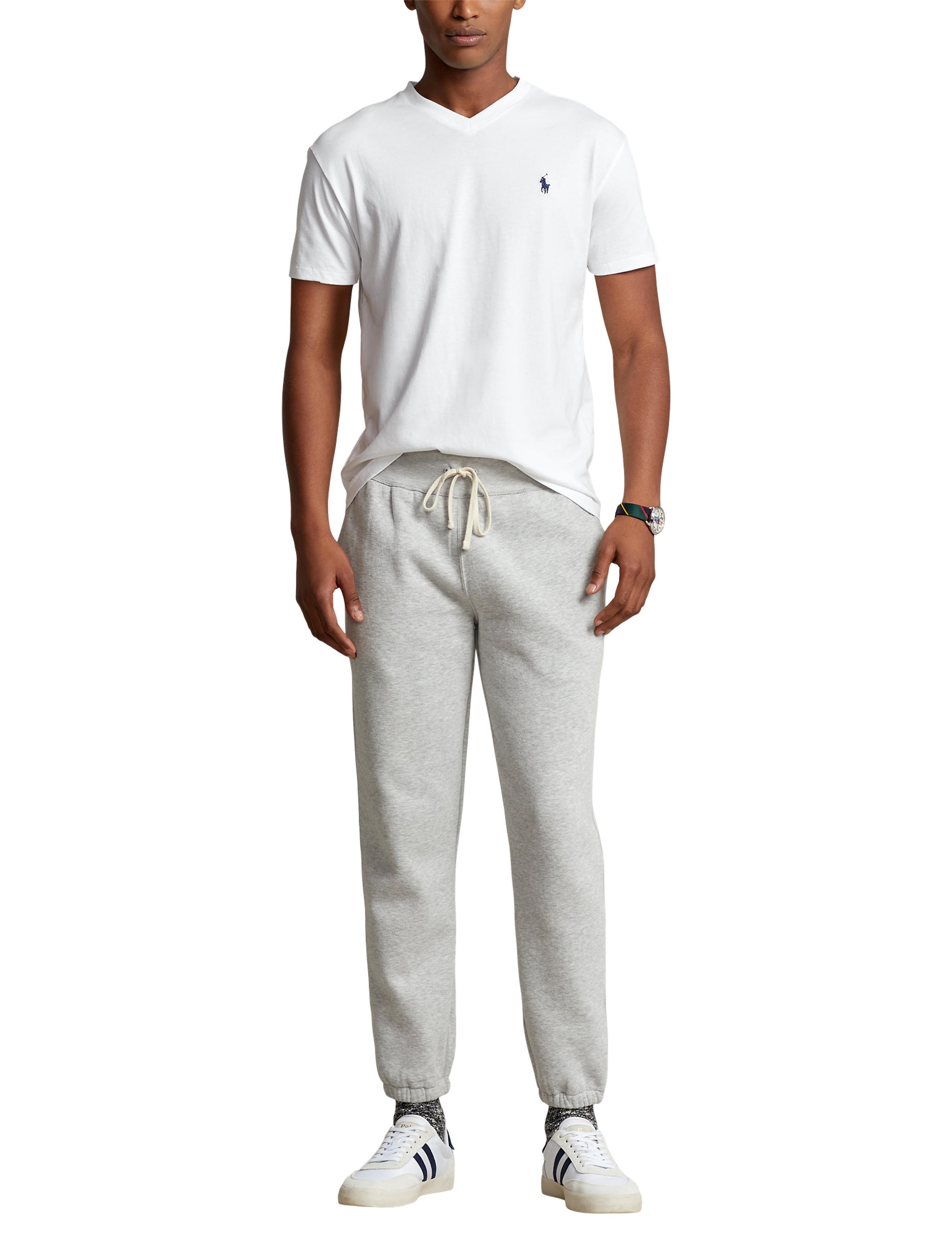 T-shirt classique à col V en jersey - White