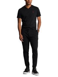 T-shirt classique à col V en jersey - Black