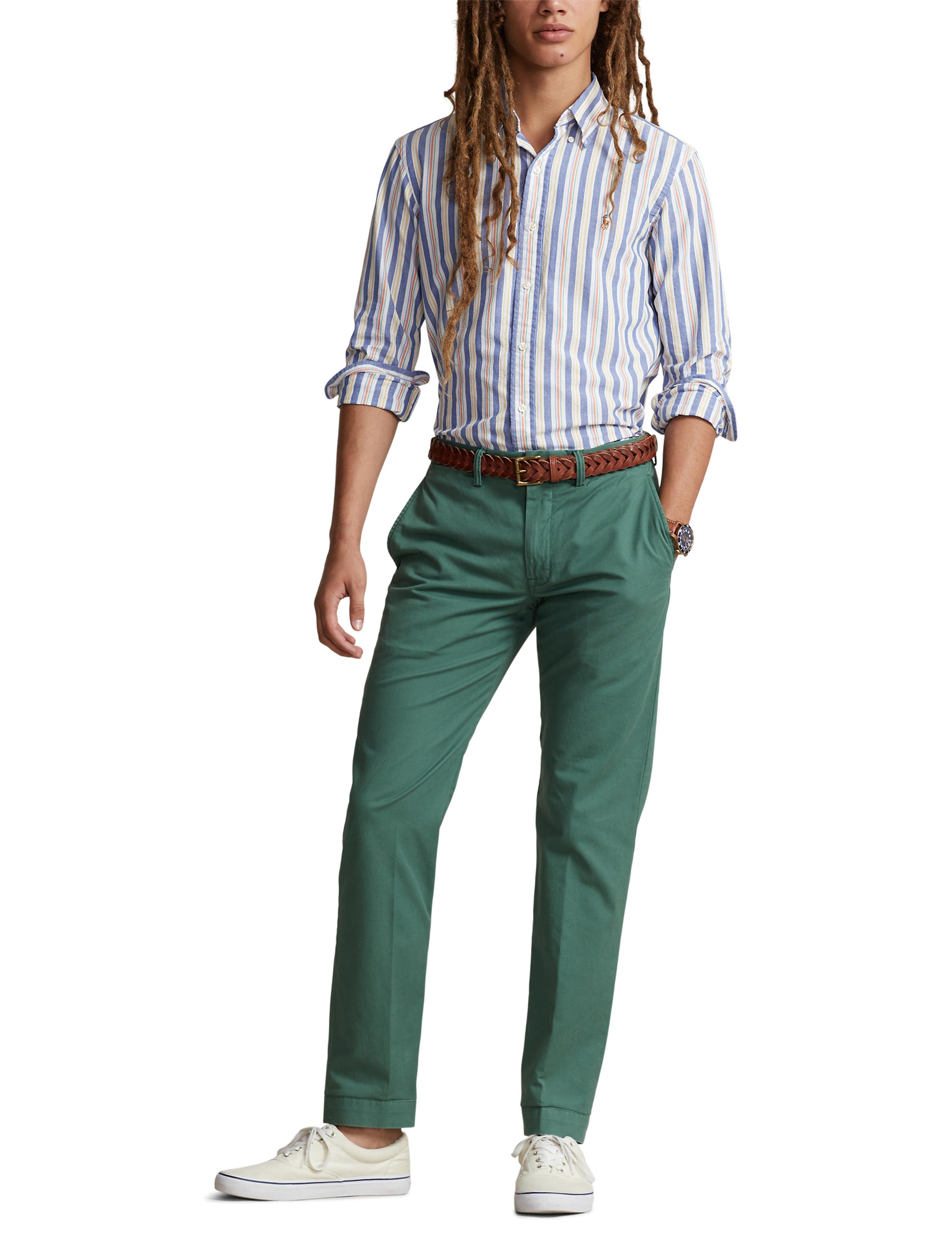Chemise Oxford cintrée à rayures - Blue, White & Multicolore