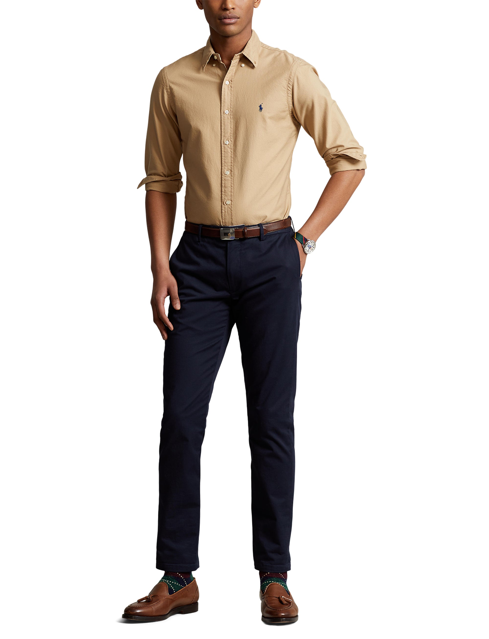 Chemise Oxford ajustée teinte en pièce - Surrey Tan