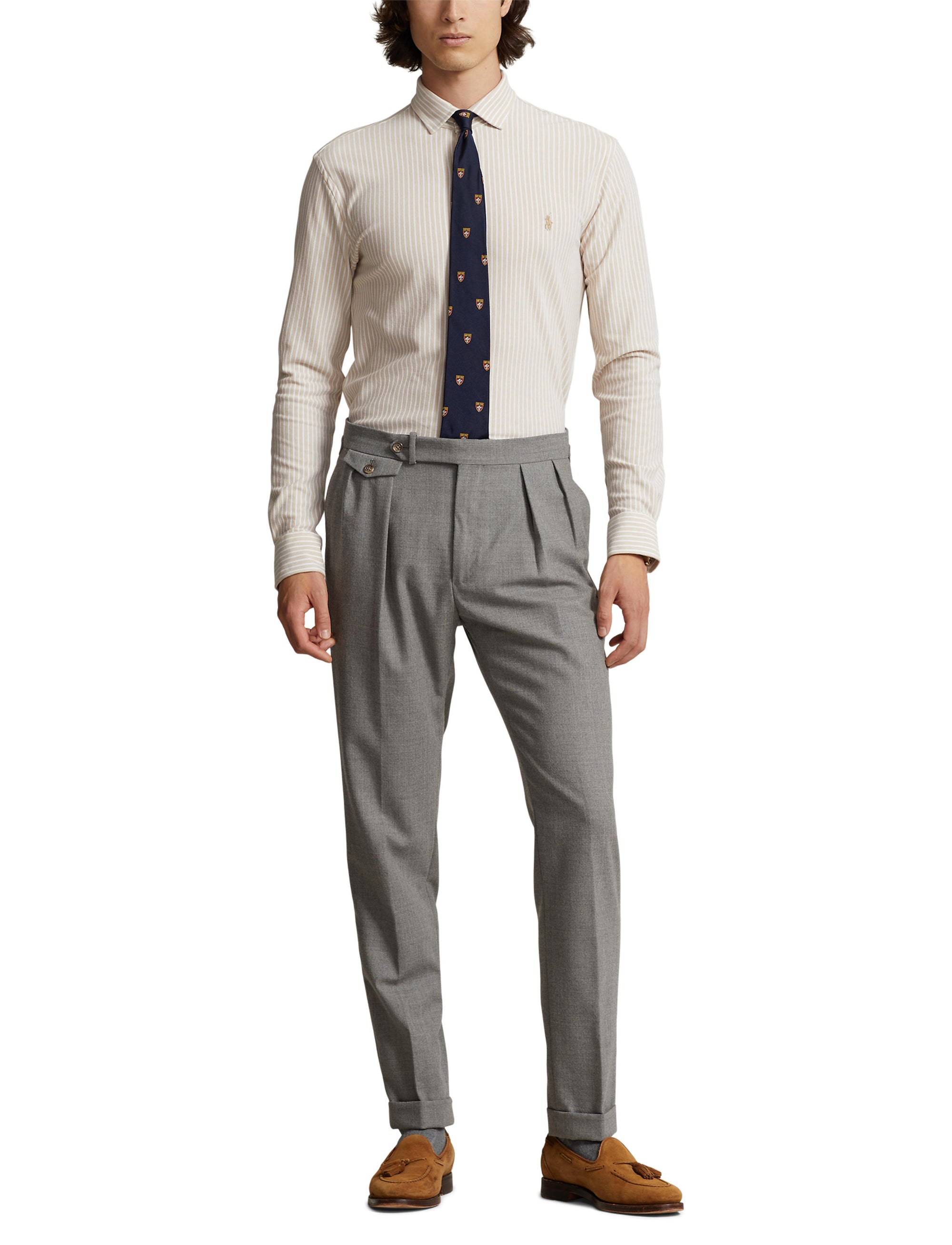 Chemise Oxford rayée coupe ajustée - Classic Tan & White