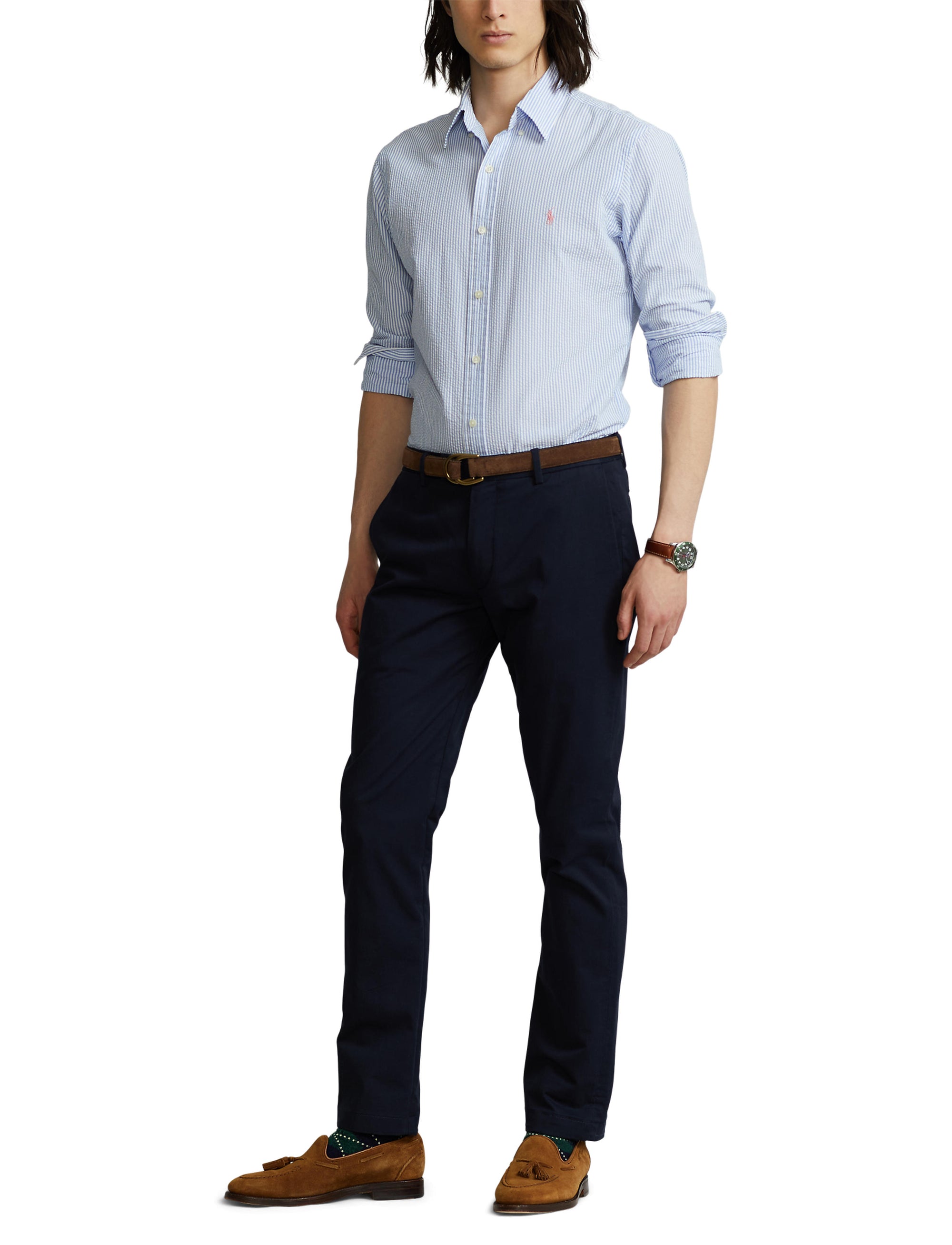 Chemise classique en seersucker - Light Blue & White