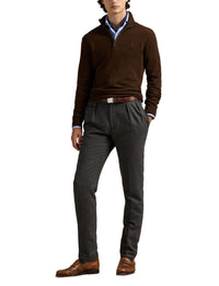 Pull demi-zippé en laine - Cacao Brown Heather