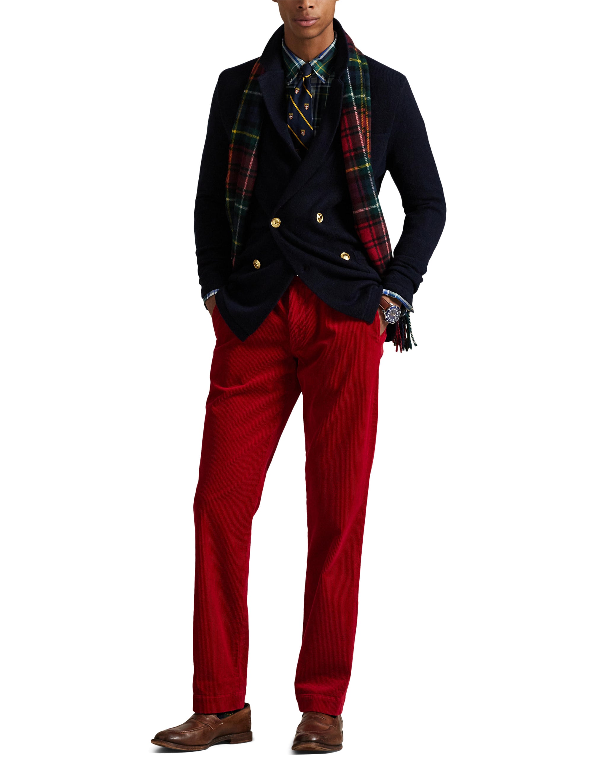 Stretch corduroy straight-leg trousers - Ralph Red X