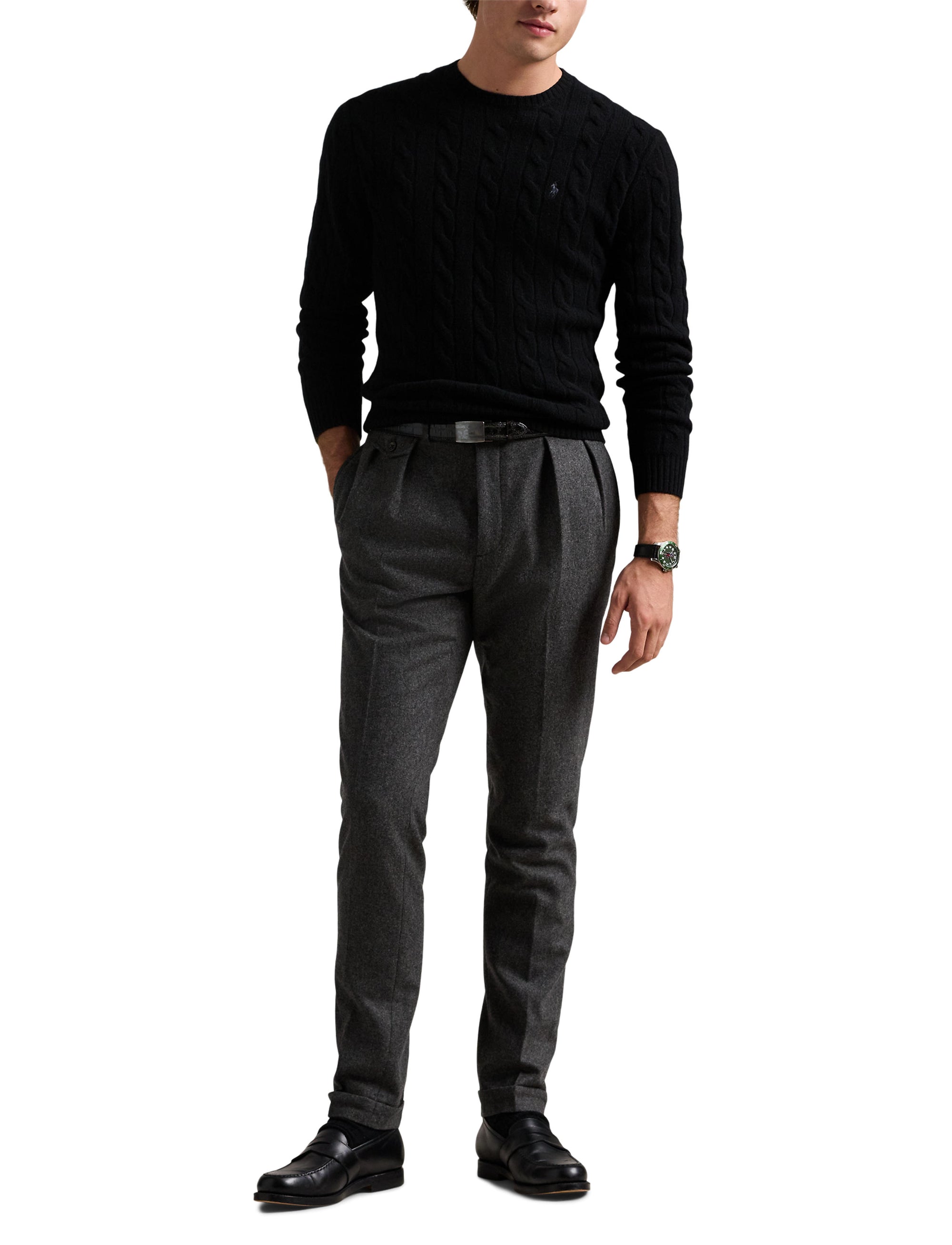 Pull en laine torsadée - Polo Black