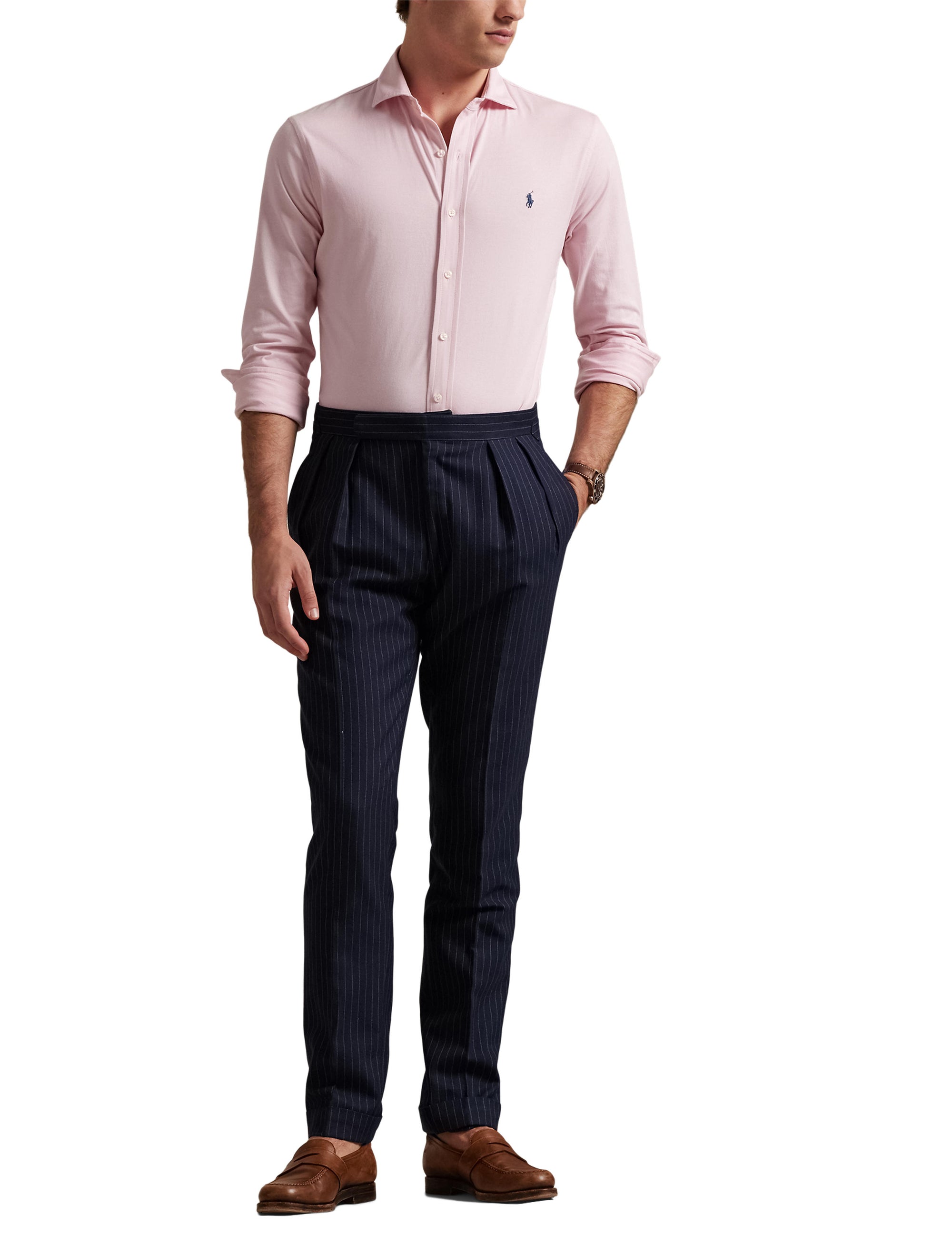 Chemise à col évasé en jersey  - Garden Pink