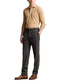 Chemise à col évasé en jersey  - Classic Camel Hthr