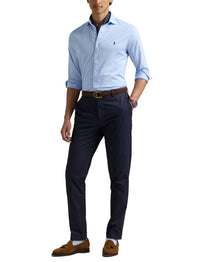 Jersey flared collar shirt - Office Blue