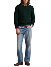 Pull col rond texturé en laine - Moss Agate