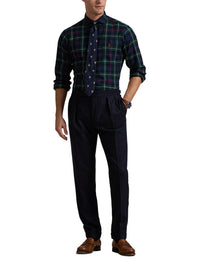 Chemise écossaise ajustée en sergé - Evergreen & Red