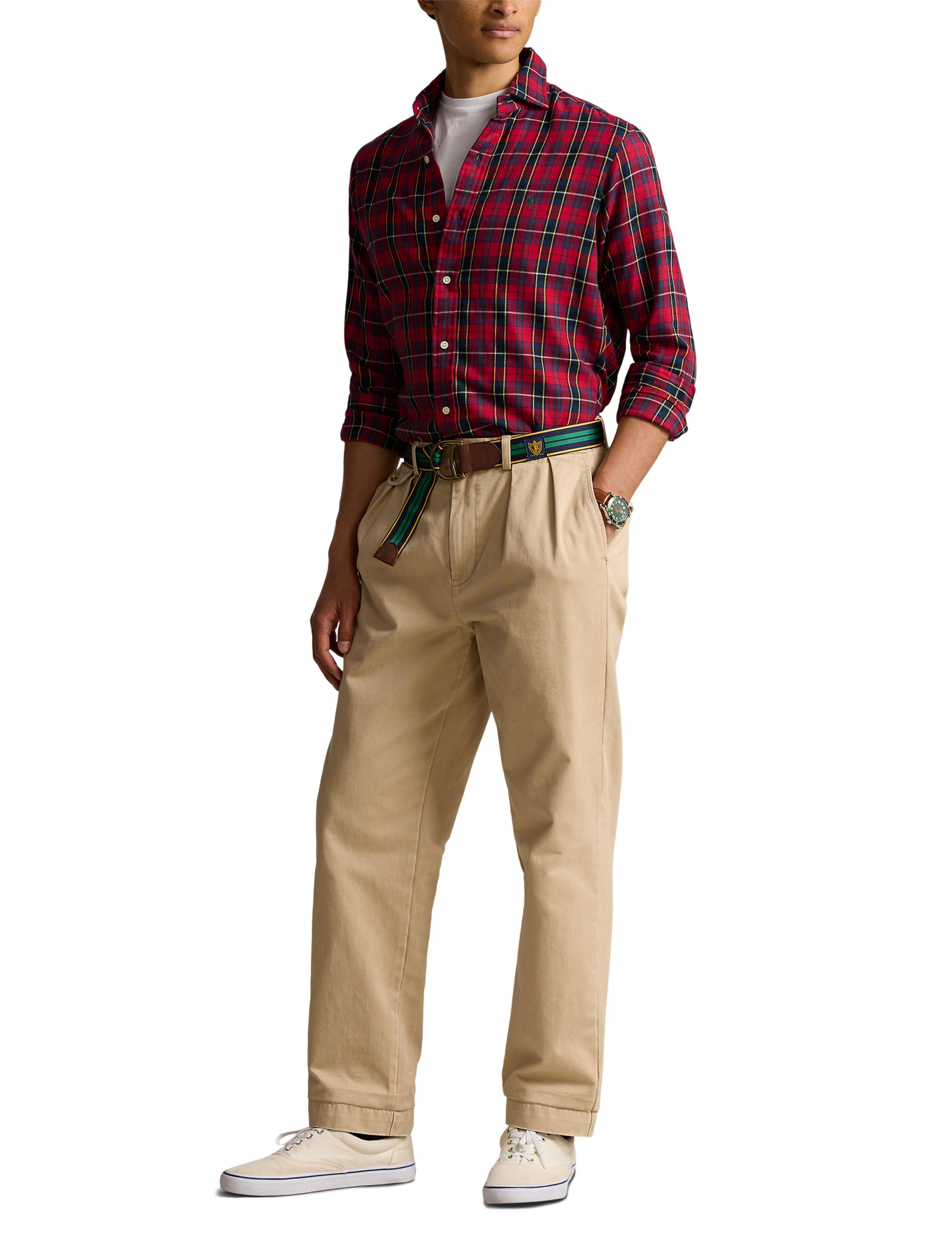 Chemise écossaise ajustée en sergé - Red, Navy & Multicolore
