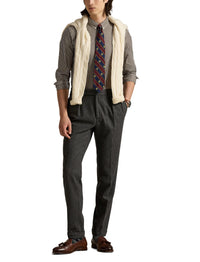 Chemise rayée Custom Fit popeline - Copper Brown & White