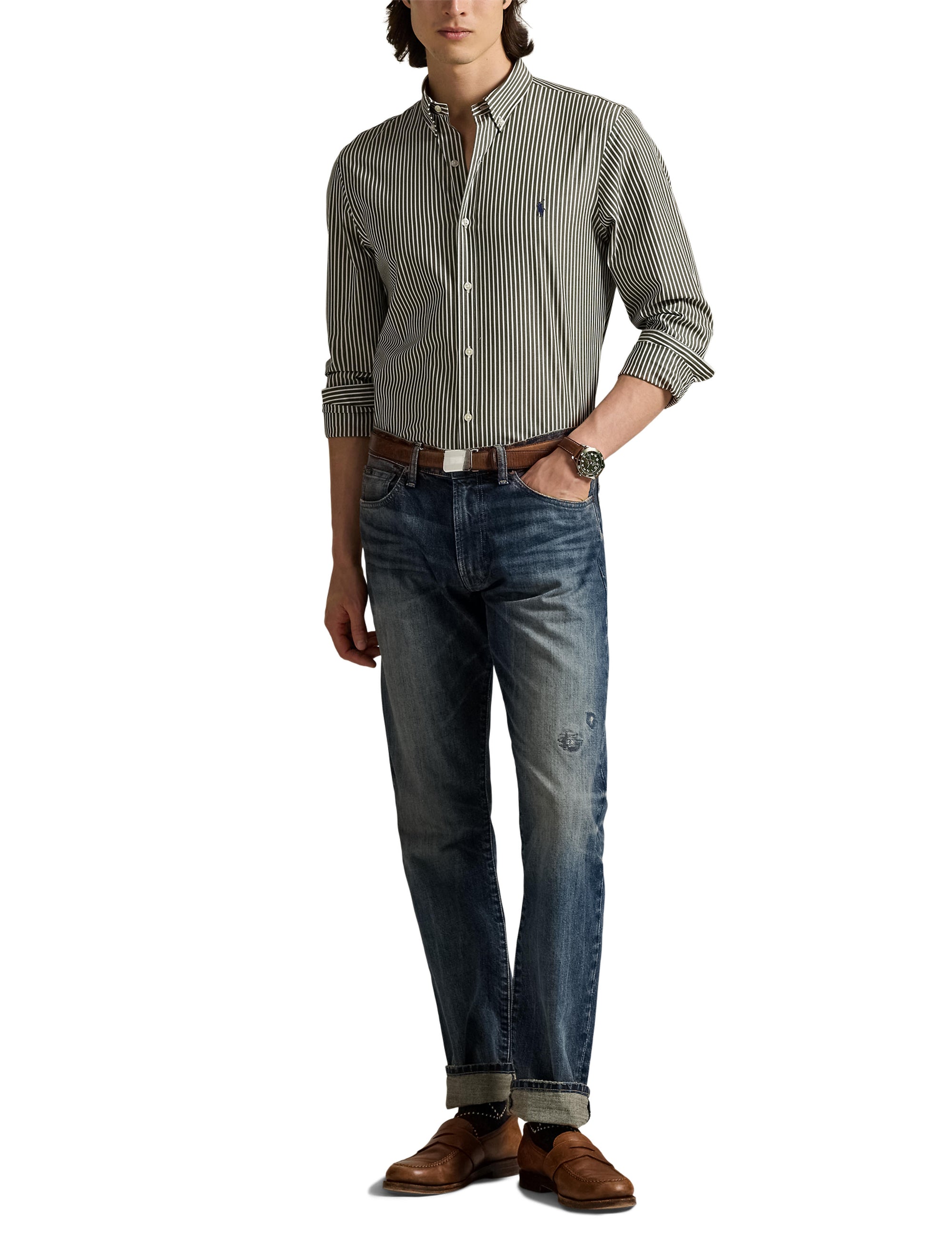 Chemise rayée Custom Fit popeline - Armadillo & White