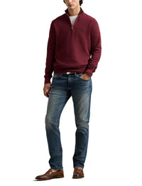 Pull demi-zippé en coton piqué - Red Wine