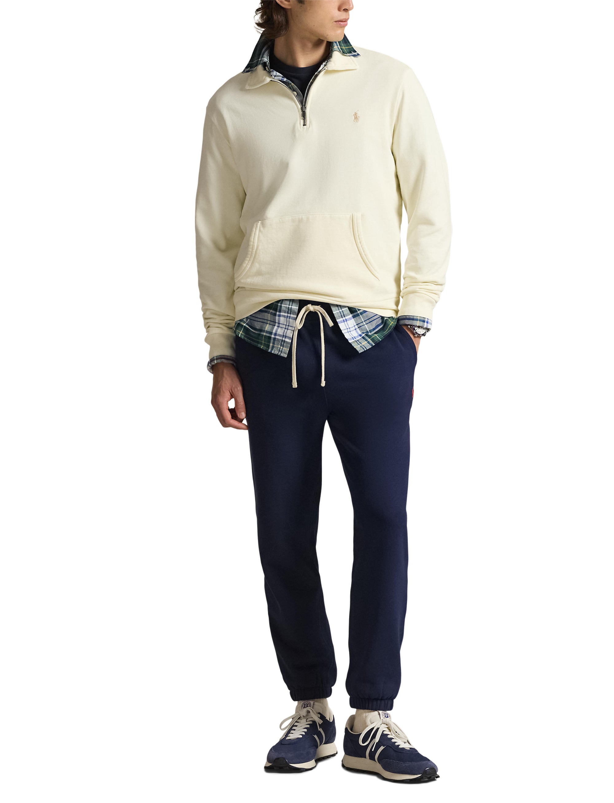 Sweat demi-zippé en coton bouclé - Clubhouse Cream