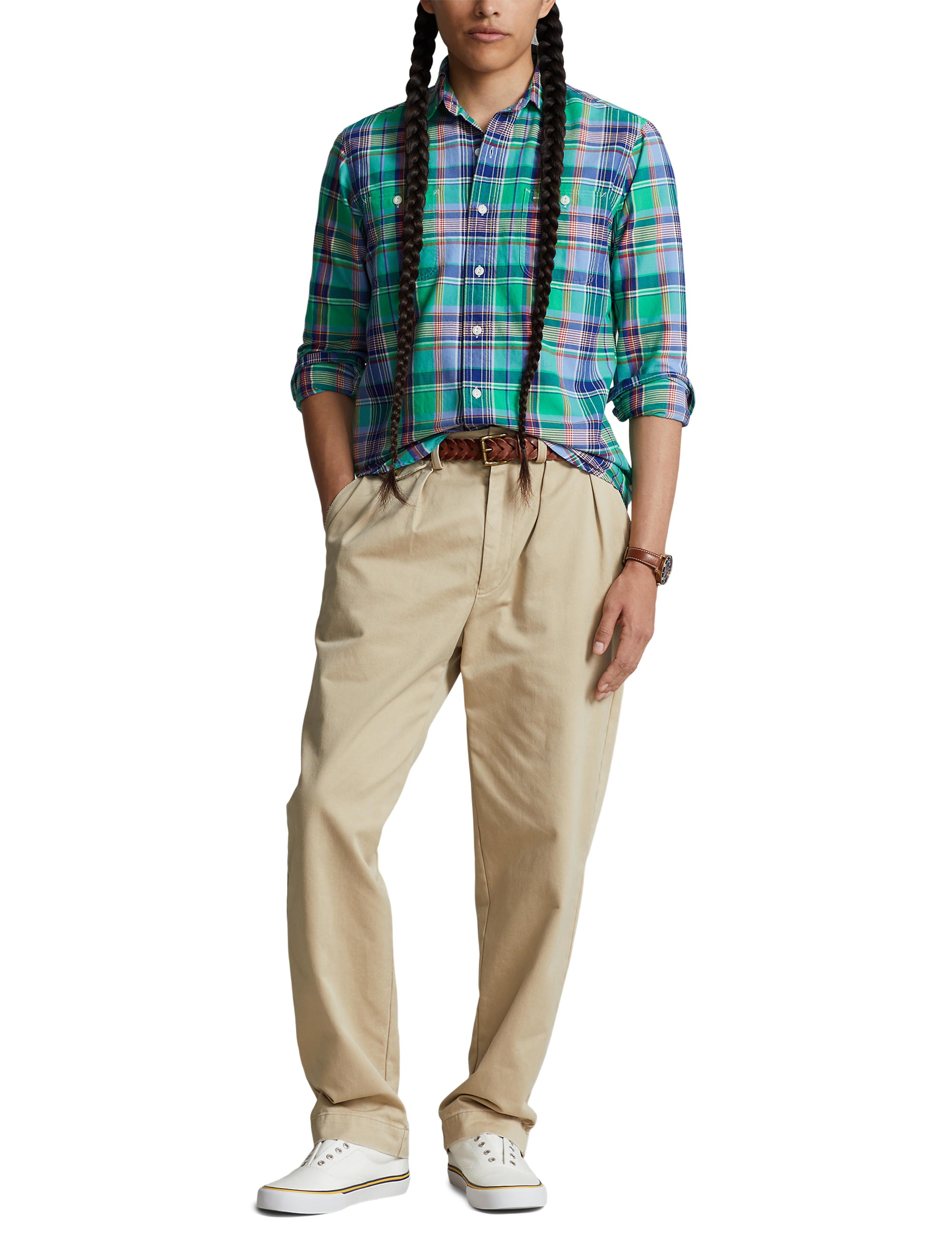 Chemise workwear Oxford écossaise - Green, Blue & Multicolore