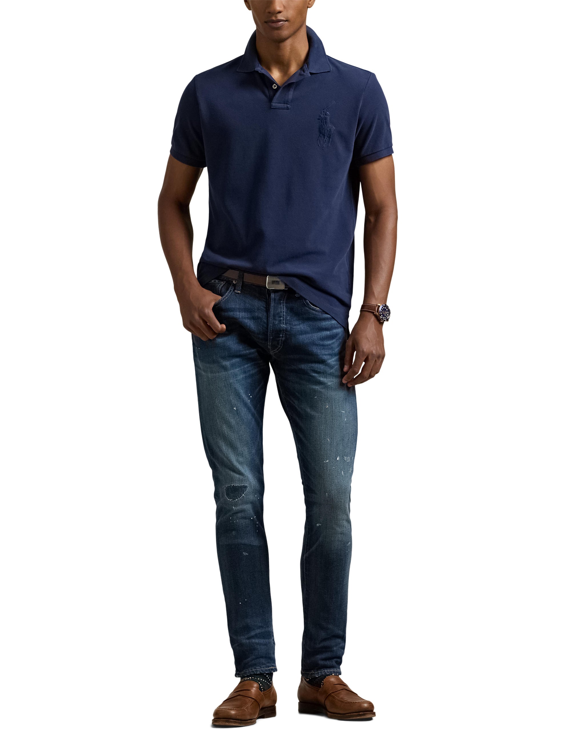 Polo Big Pony en piqué coupe ajustée - Cruise Navy