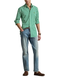 5pcs / NEW // 6792E SCARAB GREEN/WHITE SPORT SHIRT LONG SLEEVE CUBDPPCS