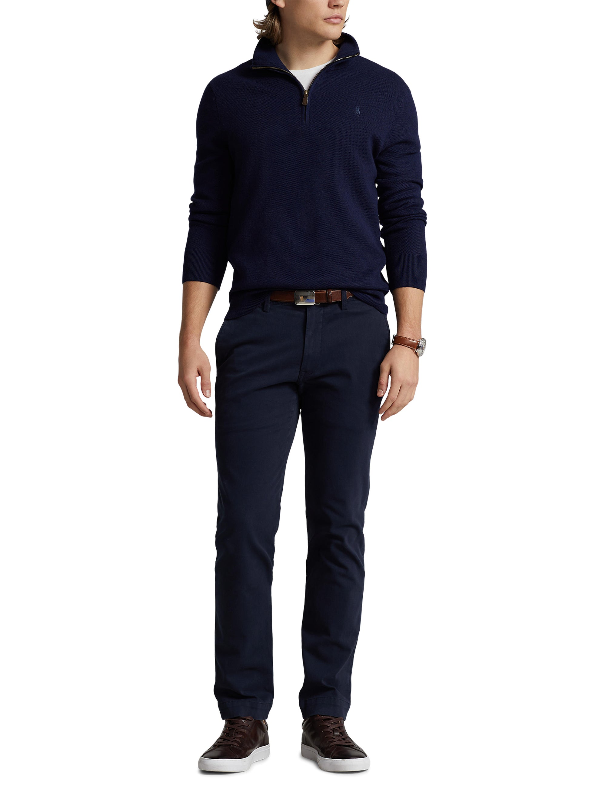 Pull demi-zippé en laine lavable - Hunter Navy