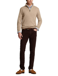 Pull demi-zippé en laine lavable - Tan Marl