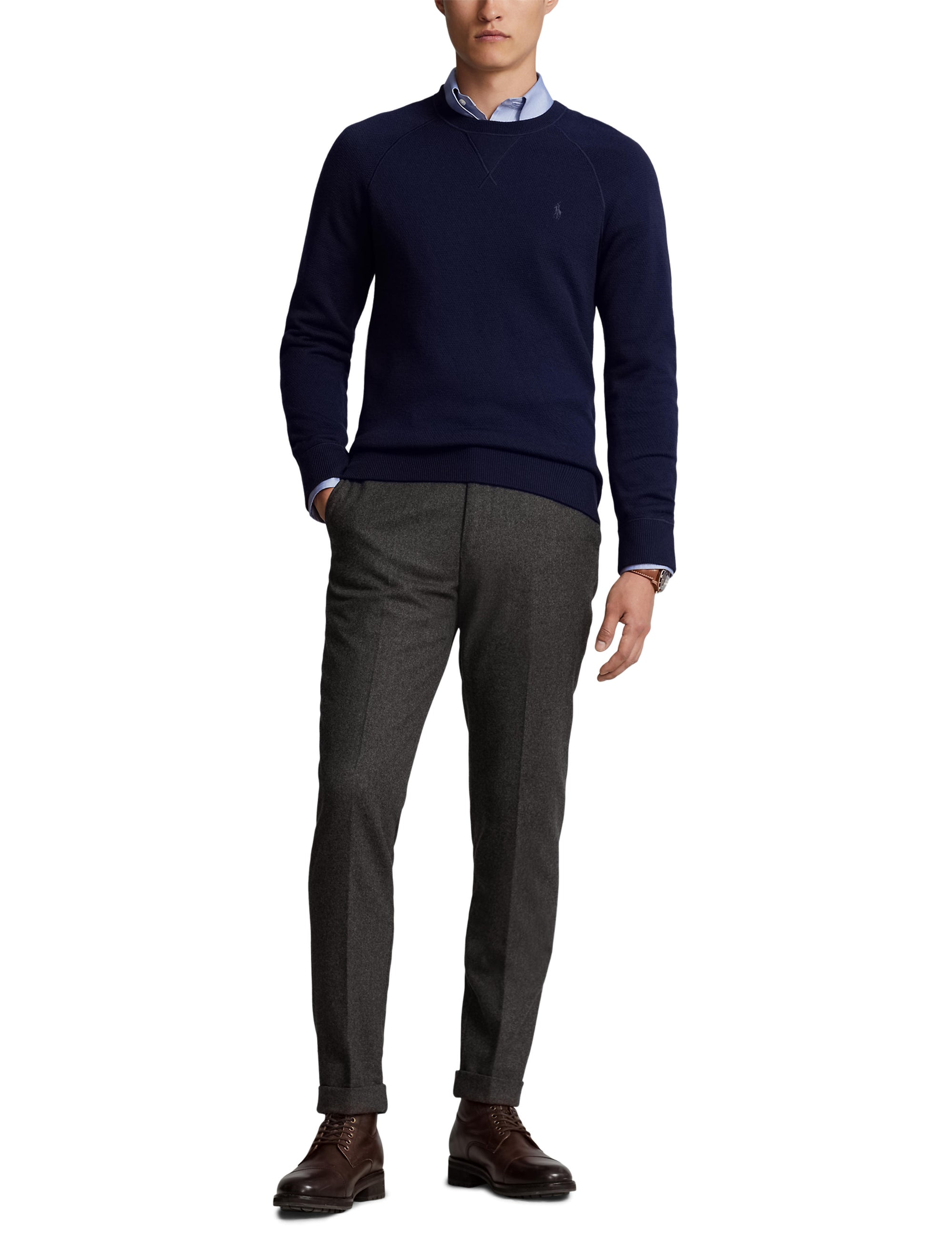 Pull Slim Fit en laine lavable - Hunter Navy
